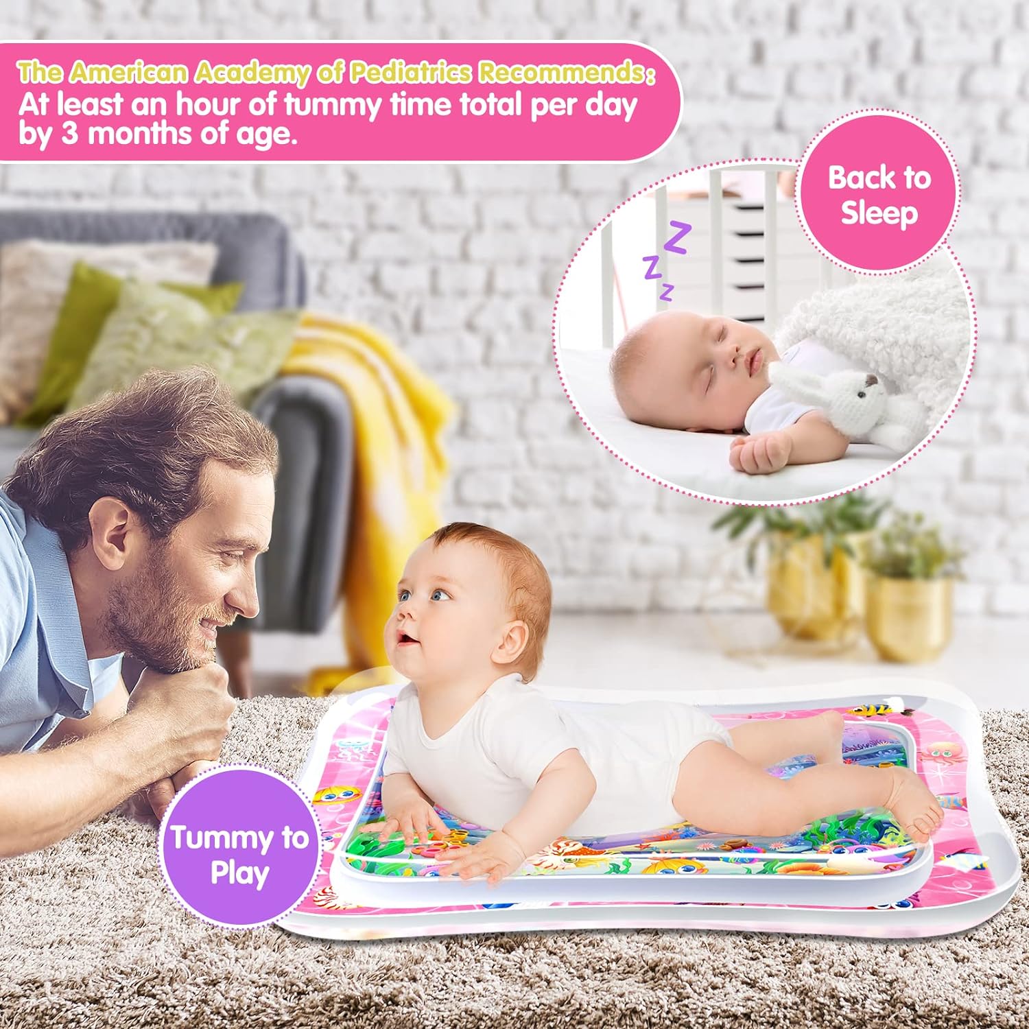 Infinno Inflatable Tummy Time Mat Premium Baby Water Play Mat for Infants and Toddlers Baby Toys for 3 to 24 Months, Strengthen Your Baby's Muscles, Portable - Image 5